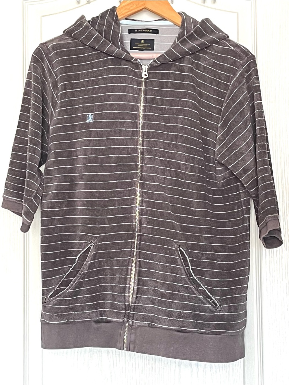 R.NEWBOLD Paul Smith Vintage Striped Terry‎ Cloth Full Zip Hoodie Grey XL